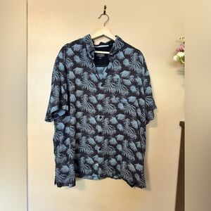 Nat Nast Silk Cotton Casual Short Sleeve Button Up SX XXL Blue Gray